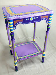 A Commissioned Piece Purple Spindle Antique Side Table Painted Furniture Whimsical Furniture Funky Furniture