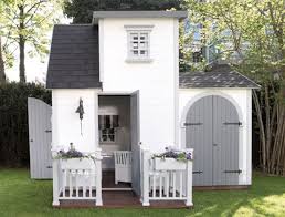 Grosses Kinderspielhaus Mit Garage Weiss Grau Kindermobel Kinder Spielhaus Garten Spielhaus Garten Gartenhaus Weiss