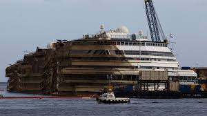 The costa concordia left the italian port of civitavecchia at 19:18 local time (18:18 gmt). Costa Concordia Pulled Upright In Salvage Effort Abc News