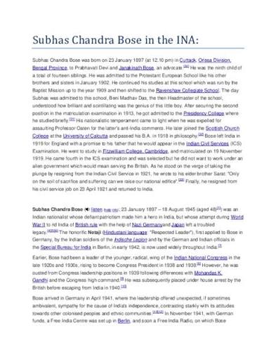 DOC) Subhas Chandra Bose in the