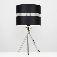 Mota 49cm Tripod Table Lamp 17 Stories Bulb Included Yes Base Colour Chrome Shade Colour Black Touch Table Lamps Tripod Table Lamp Table Lamp Sets