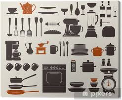 Spatula utensil set measuring cup fruit & vegetable slicer/cutter food thermometer mixing bowl peeler spoon turner baking tools salt/pepper mill grater pastry decorating tool tongs skimmer/strainer ladle cooking accessories colander ice tray/mold ice cream tools our table bee. Kitchen Appliances Utensils And Icons Canvas Print Pixers We Live To Change