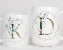 Gold Initial Mug Etsy