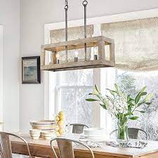 Modern forms ceiling light chandelier collection: Ruziniu 21 Brown Wood Modern 3 Light Rectangle Farmhouse Chandelier Annie Oak