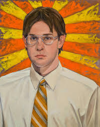The Office, Jim Halpert, Jim as Dwight, Oil Painting, Bears. Beets.  Battlestar Galactica, Portrait Painting, Art