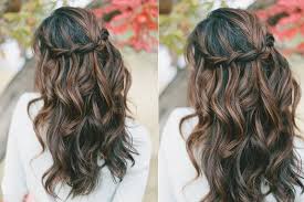 6 lace braid crown with sculpted waves source Prom Hairstyles Down Curly Hairstyles Ideas 2020