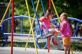 Hunting freedom just like a shark. Children Playing On Playground In Park Stock Image Colourbox