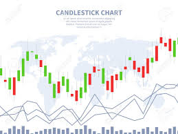 Stock Market Concept Candle Stick Chart World Map Global Financial