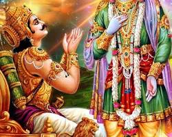 Image of Lord Krishna delivering Bhagavad Gita