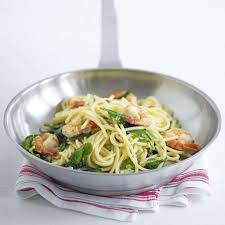 Spaghetti Aux Epinards Et Aux Crevettes Le Mariage De Crevettes Glacees Au Citron De Feuilles D Epin Recettes De Cuisine Recette Pate Pates Aux Fruits De Mer