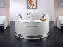 Sleek White Office Furniture Topsdecor Com In 2020 White Office Furniture Small Salon Reception Desk Reception Furniture
