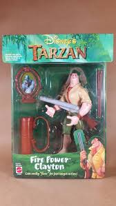 The tarzan yell or tarzan's jungle call is the distinctive, ululating yell of the character tarzan as portrayed by actor johnny weissmuller in the films based on the character created by edgar rice burroughs starting with tarzan the ape man (1932). Disney S Tarzan Fire Power Clayton 1999 Mattel 21633 Weird Toys Tarzan Disney Toys