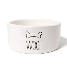 Woof Ceramic Dog Bowl Adorable Dining Has Arrived These Cute Ceramic Bowls Feature A Bone Icon And Woof Written B Dog Bowls Ceramic Dog Bowl Dog Food Bowls