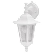 Newport Coastal Bonita White Outdoor Wall Mount Lantern Sconce 7971 24w The Home Depot