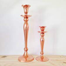 12 pack | 1 gold mini rose flower floating candles. Tall Rose Gold Candlesticks Desire2hire