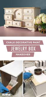 Using Behr Chalk Decorative Paint Jewelry Box Makeover Colorfully Behr Jewelry Box Makeover Painted Jewelry Boxes Decor