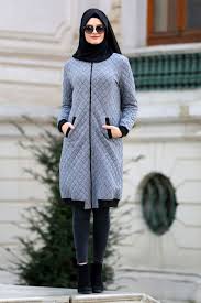 2018 Yeni Sezon Kap Koleksiyonu Neva Style Fermuarli Gri Tesettur Kap 15570gr Moda Stilleri Moda Kiyafet