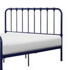 Ethan Queen Size 46" High Bed, Classic Open Slatted Metal Frame Design,  Blue