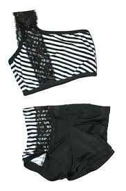 Black And White Striped Dance Costume Black And White Black Stripe Lace Angle Top With Matching Shorts Dance Outfits Cheer Outfits Dance Wear Practice