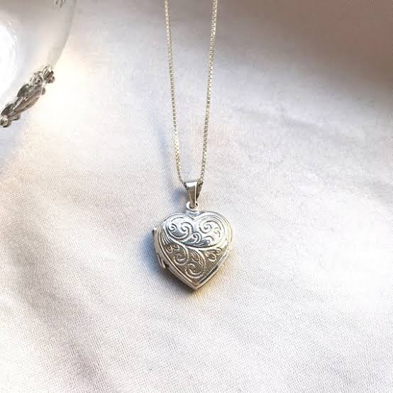 Silver Heart Locket Pendant Necklace