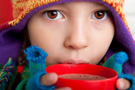 Autumn Girl Drinking Hot Chocolate Stock Photo