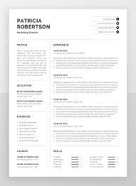 Professional 1 Page Resume Template Modern One Page Cv Word Mac Pages Minimalist Design Developer Designer Marketing Patricia Resume Design Graphic Design Resume Resume Template