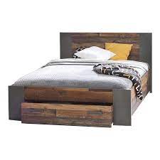 Anleitung für ein hohes bett aus. Forte Clif Jugendzimmer Bett Old Wood Vintage Betonoptik Dunkelgrau