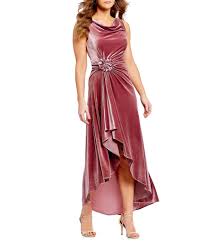 Eliza J Draped Midi Asymmetrical Hilow Velvet Dress Dillards With Images Nice Dresses Gorgeous Gowns Casual Dresses