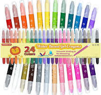 24 Colors Gel Crayons , Shuttle Art Non-Toxic Twistable Crayons Set for  Coloring, Crayon-Pastel-Watercolor Effect, Ideal for Paper