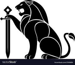Decorative Lion With Sword Royalty Free Vector Image Stone Art Painting Art N Craft Linocut Art