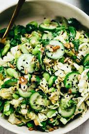 Nutty Green Veggie Crunch Salad Vegan And Fun To Eat Blissful Basil Recipe Best Salad Recipes Easy Salad Recipes Healthy Recipes