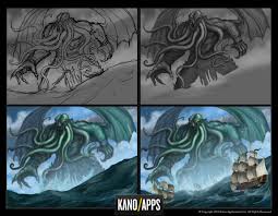 Cthulhu Boss Art Process Kanoapps Digitalart Boss Art Gameart Conceptart Photoshop Monster Pirates Process Pirateclan Process Art Concept Art Art