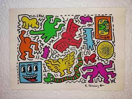 Keith Haring drawing on paper signed & stamped mixed media VTG ART | eBay