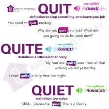 Your Teacher Arnel On Instagram 3 Words With Different Meanings And Similar Pronunciation And Spelling Quit Words Learn English Pronunciation