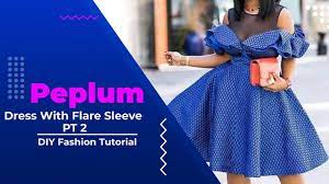How To Sew Peplum Dress With Flare Sleeve Youtube