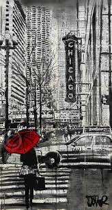 Shop for framed red umbrella by loui jover. Scenic Art Print Chicago By Loui Jover Red Umbrella Taxi Illinois Poster 13x19 Ebay Chicago Art Print Chicago Art Jover