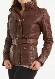 Womens Stylish Belted Brown Leather Biker Jacket By Etsydesigns72 159 00 Tan Leather Jackets Leather Jackets Women Leather Jacket