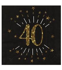 Gz301 40 (geburtstag zahlen premium) 40. Servietten Sparkling Gold 40 Geburtstag 10 Stuck