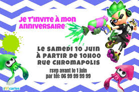 Invitation Anniversaire Splatoon Bleu Carte Invitation Anniversaire Invitation Anniversaire Carte Invitation