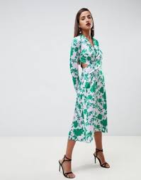 Asos Design Asos Design Collar Midi Tea Dress With Long Sleeves In Floral Maxi Dress Prom Women Dress Sale Tea Dress