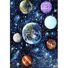 Space Diy Paint By Numbers Kits Vm95622 Planet Painting Galaxy Painting Space Painting Acrylic