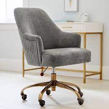 performance everyday velvet gray pleated swivel desk chair in 2021 swivel chair desk desk chair grey desk chair