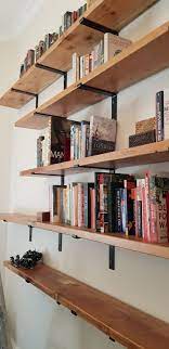 Recyled Oregan Timber Fixed Wall Bookshelves Wall Bookshelves Bookshelves In Living Room Timber Shelves