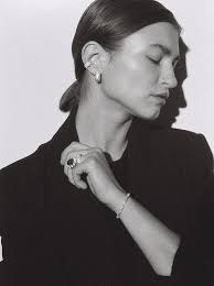 LEA, LAB WHITE SAPPHIRE SILVER HOOP EARRINGS