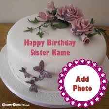 All prints are available to purchase with simple, high. Pink Flowers Happy Birthday Sister Wishes Name And Photo Generated