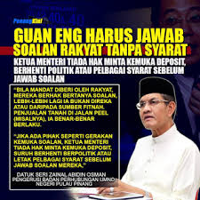 Pengerusi badan perhubungan umno pulau pinang datuk seri zainal abidin osman berkata, tindakan yang dilakukan ketua. Penangkini Guan Eng Harus Jawab Soalan Rakyat Tanpa Syarat Datuk Seri Zainal Abidin Osman