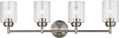 Steel and clear seeded glass takes four medium e26 up to 75w bulb equivalent Kichler 45887ni Four Light Bath From The Winslow Collection 4 Brushed Nickel Amazon Com