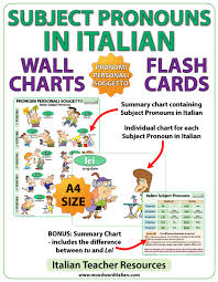 italian subject pronouns chart flash cards woodward