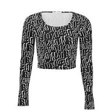 Black And White Crop Top Clipart Hot Options Alpha Crop Top Target Australia Crop Tops Tops Long Sleeve Crop Top