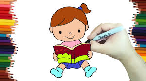 Concurso de dibujo y pintura para niños de inicial. Como Dibujar Una Nina Leyendo Un Cuento Paso A Paso Y Muy Facil Dibujos Para Colorear Youtube